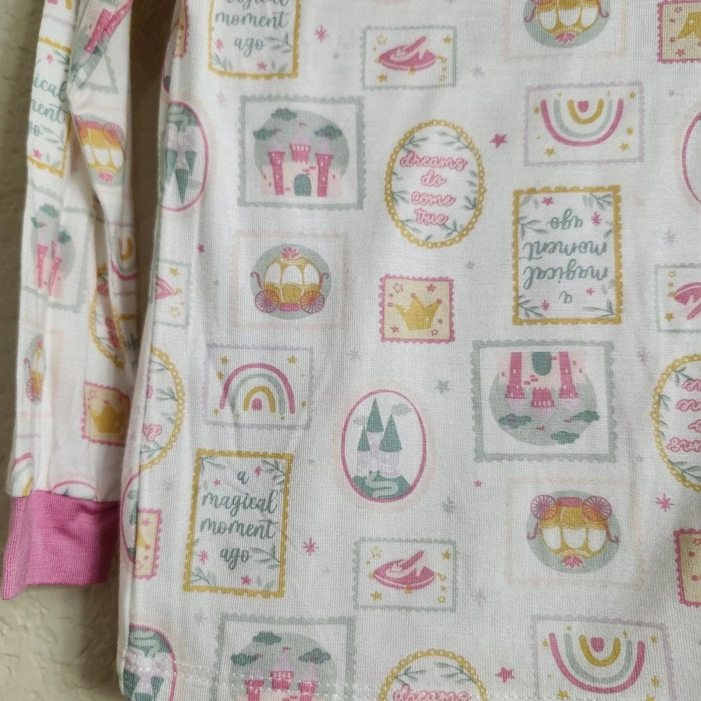NEW Milkberry Bamboo Size 24M Princess Pajama Set Pink White Long‎ Sleeve
